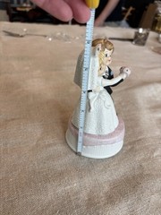 Vtg Ceramic Wedding Cake Topper Dancing Bride Groom Figurine Japan