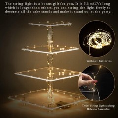 Luxury Cupcake Stand – LED Light Included – Premium Acrylic – Holds 52 Cupcakes