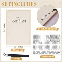 Engrowtic Wedding Officiant Book Personalized Linen Hardcover Cream, Black