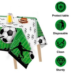 Kochorie 2 Pieces Soccer Party Tablecloth Plastic Soccer Themed Tablecover Di…