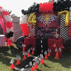 7inch Orange Racing Traffic Cones With Holes on Top,Checkered Flags,Racetrack