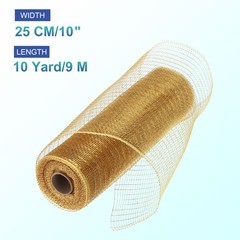 10 Inch Glitter Poly Burlap Mesh for Mesh Ribbon 10 Yard Light Coffee & Gold