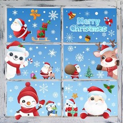 192Pcs Christmas Window Clings for Glass Windows, 9 Sheet Christmas Window St…