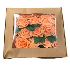 25-50 Pcs Foam Artificial Rose Flower Heads W/Stem Wedding Bride Bouquet Decors
