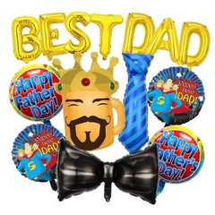 14 Pcs Fathers Day Balloons 39 Inch Best Dad Bowtie Necktie Happy Father’s Day