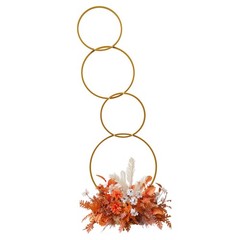 Gold Metal Round Hoop Flower Stand, Detachable Backdrop for Weddings