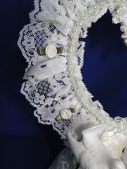 New Elegant Wedding Caketopper with Love Doves , lacy heart background #268