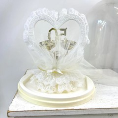 Vintage 50th Wedding Anniversary Cake Topper with Gold Champagne Flutes Ribbons