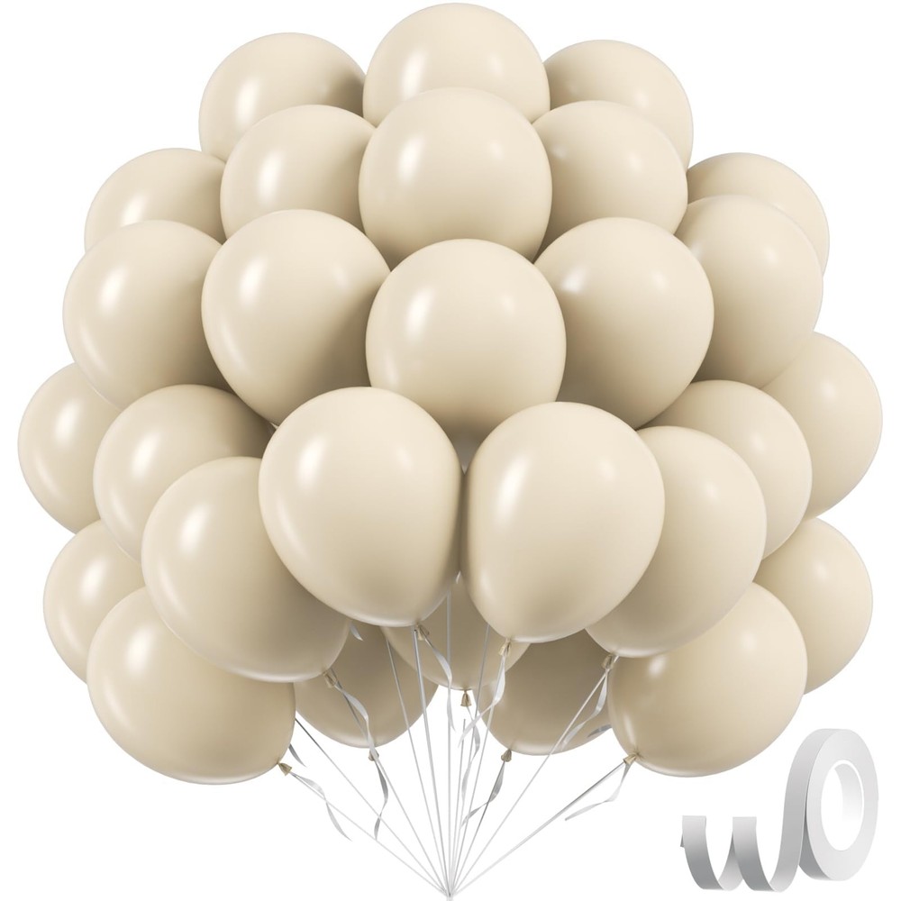 Sand White Balloons 12 inch, Cream Beige Latex 12 inches,
