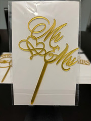 Set of 8 Gold Acrylic Wedding Cake Toppers Bridal Shower Anniversary New