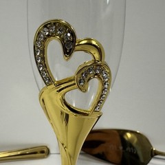 Parihy Gold Wedding Cake And Server Set Wedding Champagne Flute, MISSING A GLASS