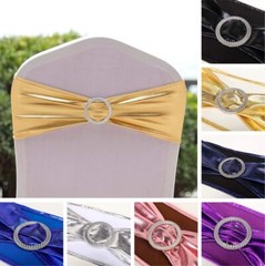 100 Metallic Spandex Chair Sashes with Silver Buckles Party Wedding Decorations