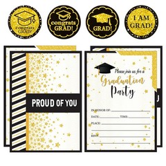 35 Set Graduation Party Invitations with Envelopes and Grad Stickers Graduation