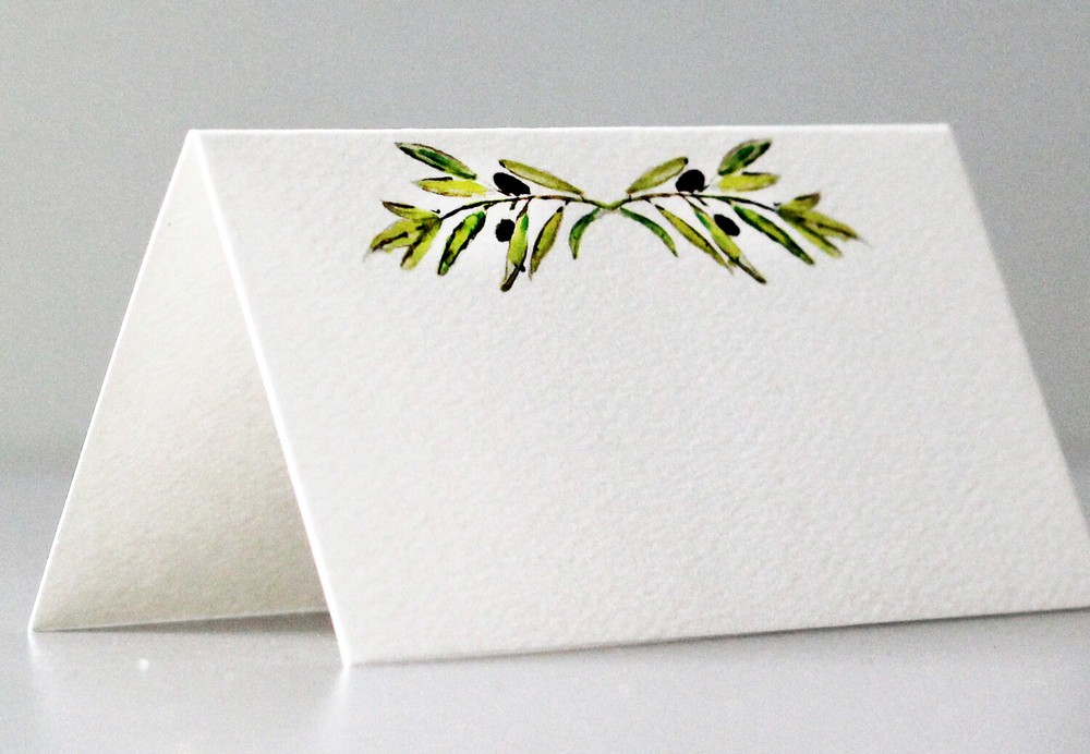 PLACE CARDS – Green Leafy OLIVE BRANCH. Tent Style