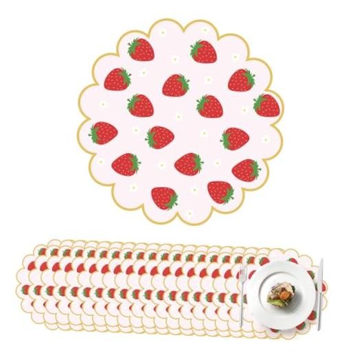 100Pcs Strawberry Paper Placemats Pink Fruit Place Mats 13.5 Pink Strawberry