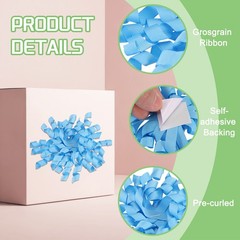 6 Pcs 4 Inch Grosgrain Curly Bows for Gift Wrapping Self-Adhesive Deep Blue