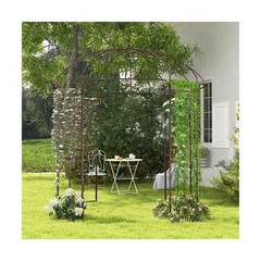 7×8.4 FT Metal Garden Arbor Pergola with Trellis Birdcage Shape