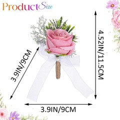 Wedding Rose Boutonniere Pink Groom Flower Men’s Boutineer Prom Buttonholes Part
