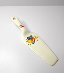 Vintage Ceramic Cake Server Spatula Knife Floral Fruit Design
