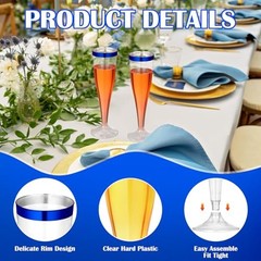 Jingmore Pcs Plastic Champagne Flutes 4.5 oz Clear Disposable Wine 36 Blue