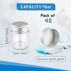40 Pack 15Ml Empty Glass Jars Screw Aluminum Caps 0.5Oz Mini Cosmetics Container
