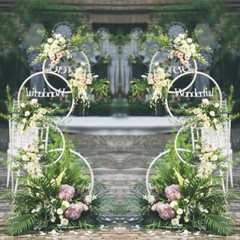 2pcs A set Round Wedding Arch Backdrop Rings Loops Flower Balloon Lawn Row Stand