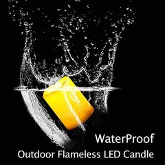 Waterproof Outdoor Battery Operated Flameless Candles Dark Ivory 3″x4″ 2 Pack