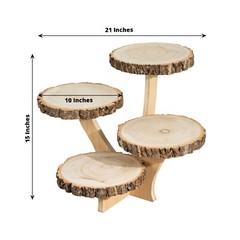 15 in Brown 4 Tier Round Natural Wood Cupcake DESSERT STAND Party Decorations