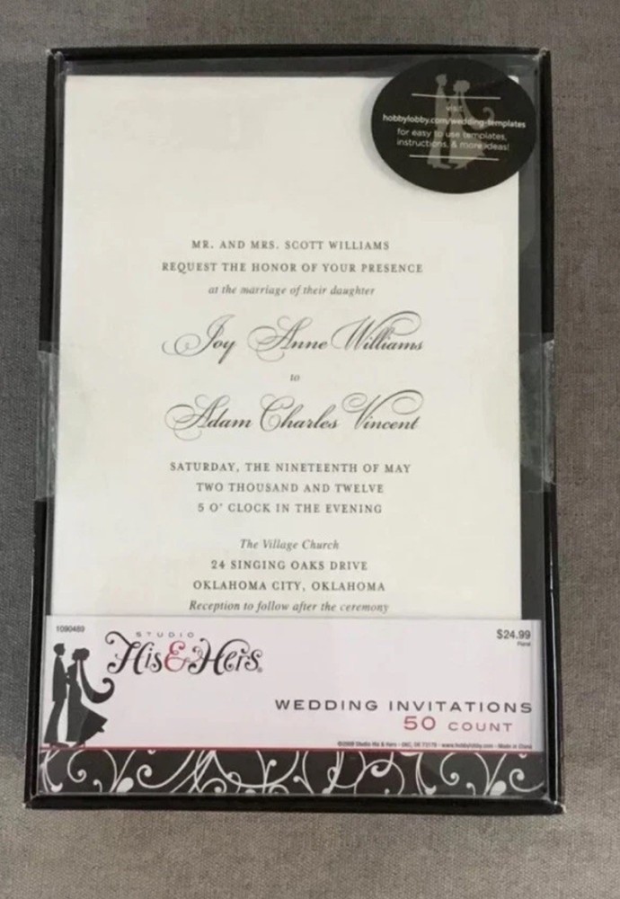 Studio His & Hers 50 Floral Wedding Invitations & 50 Reply Cards With Envelopes