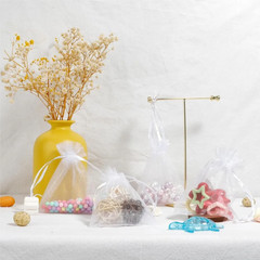 50Pcs White Sheer Organza Bag Jewelry Gift Party Favor Bags with Drawstring for