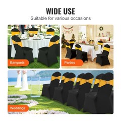 Black Stretch Spandex Folding Chair Covers for Wedding Party Dining