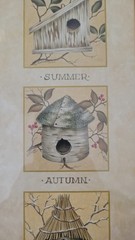Gold Framed/Matted 23″ x11″ Picture 4 Birds And Nests – East Season, Vintage, VG
