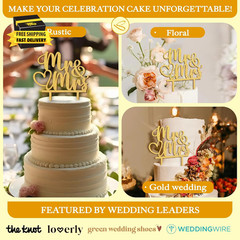Rustic Wedding Cake Toppers Bride and Groom – Boho Mr and Mrs Cake Topper, Wood
