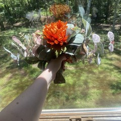 Bridal Wedding Bouquet Hand made Budget Handmade Faux Flowers Orange Red Yellow