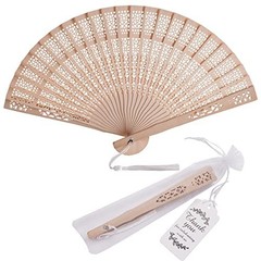 50 Sets Wooden Folding Hand Fans with Organza Bags & Thank You Tags – Wedding Fa
