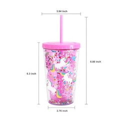 Cute Tumbler with Lid and Straw Double Wall Insulated Acrylic Cup for Girls W…