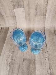 Glitter Wine Glasses w/ Sequins – Wedding Party Bridal Shower Anniversary – Blue