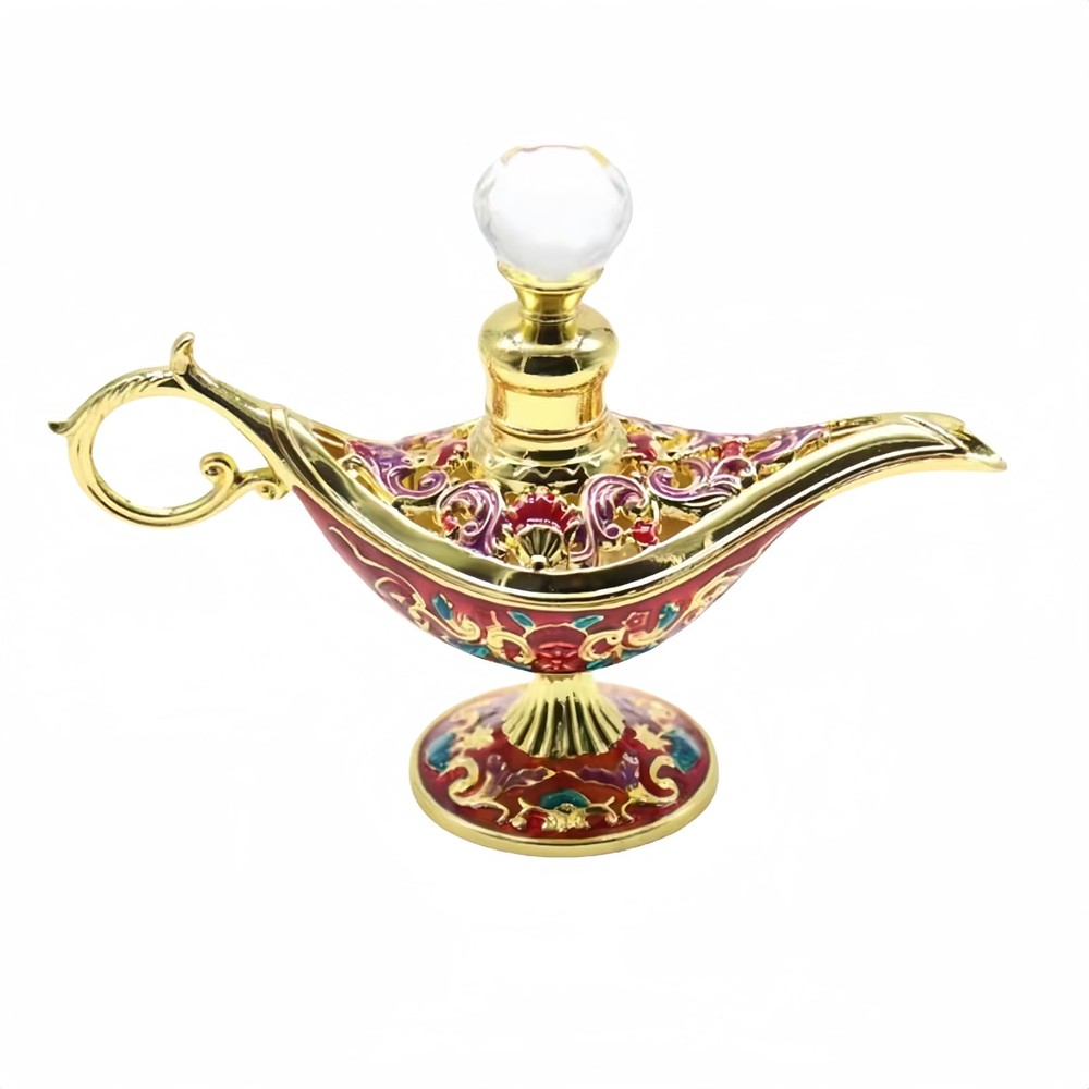 CECKQUE Pretty God’s lamp Vintage Perfume Bottles Empty 0.5 Ounces, Gold/Red