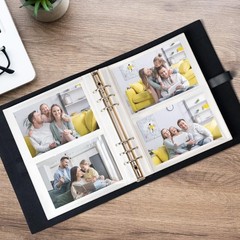 Photo Album 4×6 200 Photos, Genuine Leather Photo Albums with Writing Space w…
