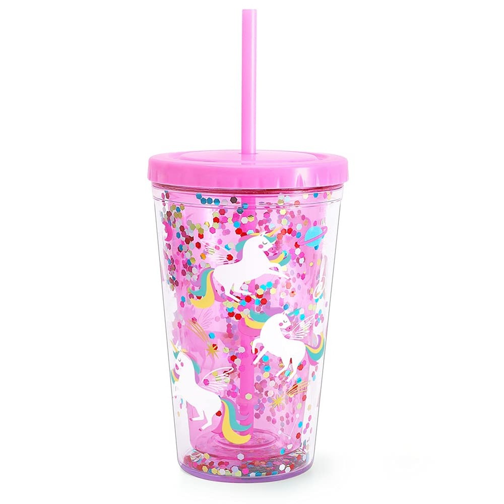 Cute Tumbler with Lid and Straw Double Wall Insulated Acrylic Cup for Girls W…
