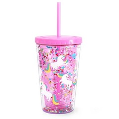 Cute Tumbler with Lid and Straw Double Wall Insulated Acrylic Cup for Girls W…