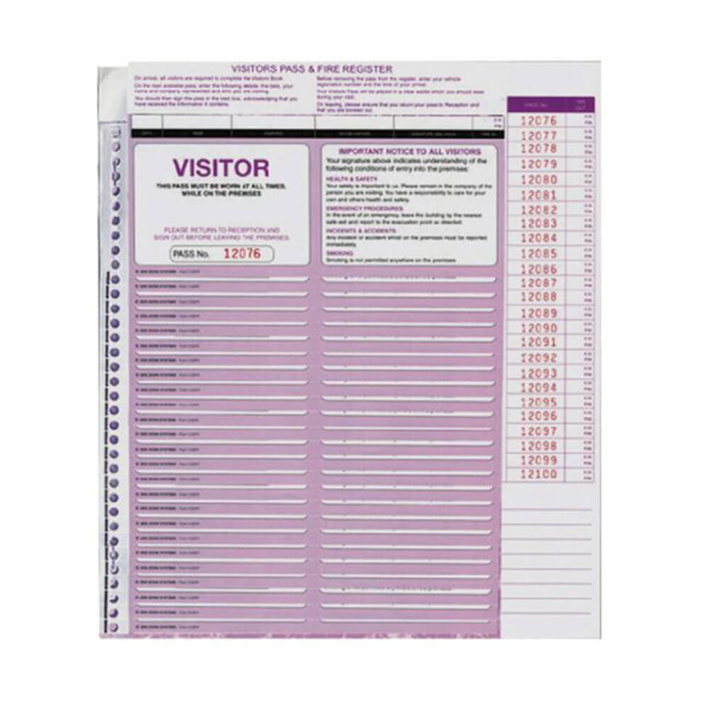 Zions Systems Corporate Security And Fire Visitor Pass 250 Slips Premium Quality