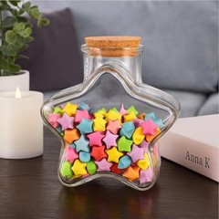 200ml Star Shaped Glass Jar with Cork Lid – Clear Decorative Bottle Star