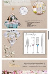 4 Pcs Wedding Cake Knife and Champagne Flutes Server Set for Bride