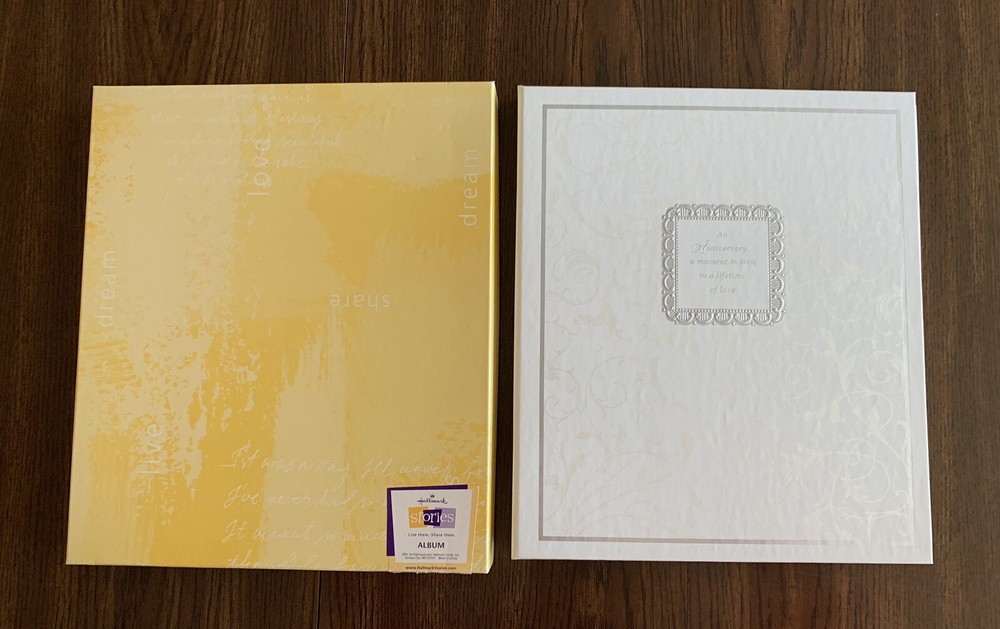 Anniversary Photo Album Hallmark White Silver in box Scrapbook 6 Sheets