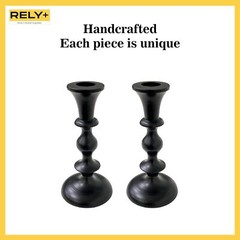 Black Candle Holders Set of 2 – Decorative Taper Candles for Matte