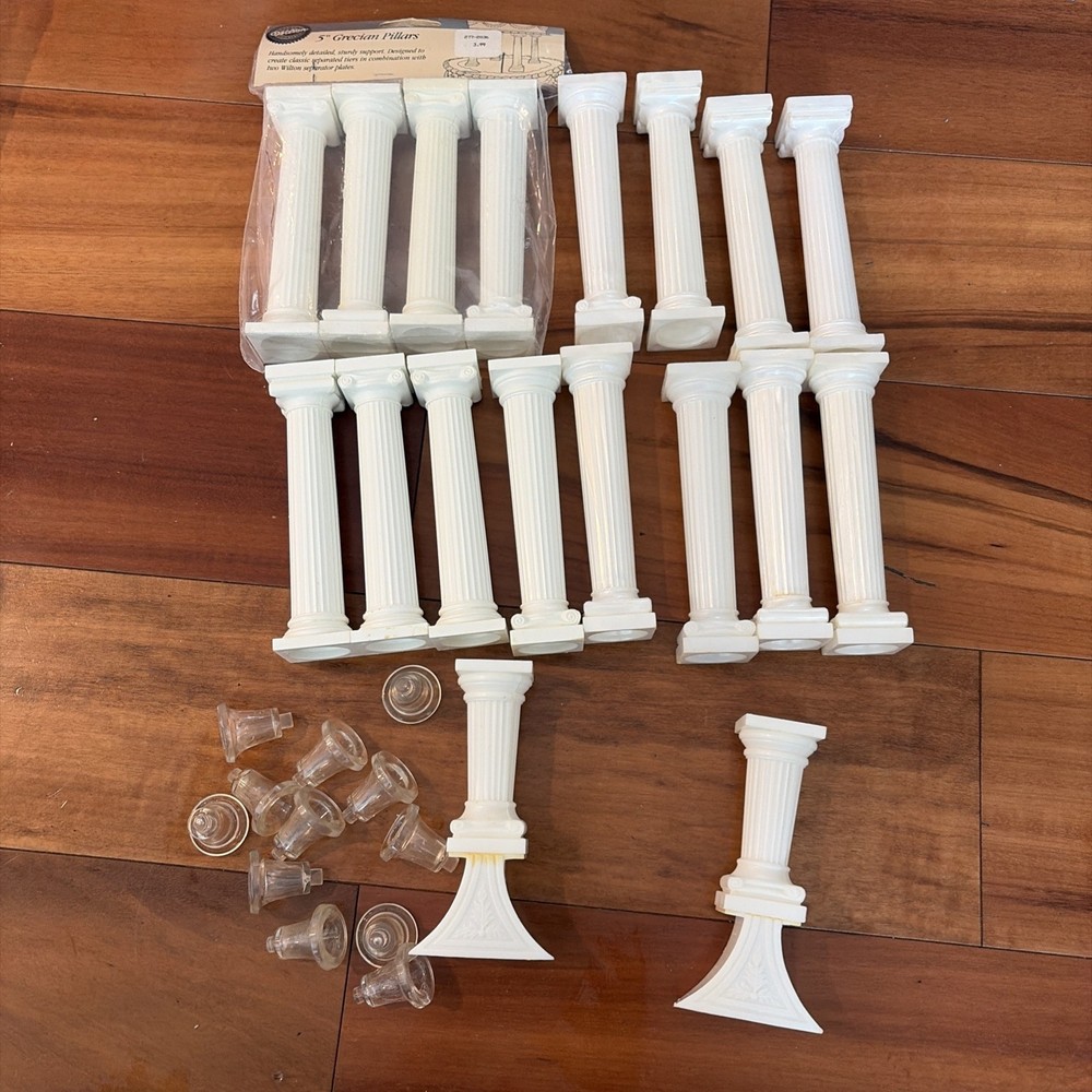 Wilton Grecian Pillars 18pc Tier Cake Wedding White Greek Roman Decorating Lot