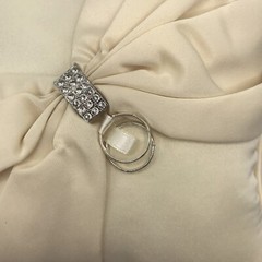 Lillian Rose Ring Pillow Ivory Sash Satin 8″ Square Silver Rhinestone Clasp