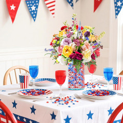300Pcs Patriotic Red Clear Blue Star Acrylic Crystals Gems Table Scatter Vase Fi