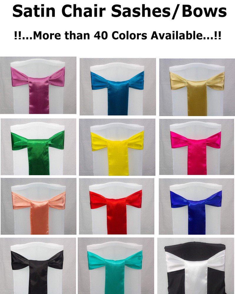 25 Satin Chair Sash Bow Sashes Bows Band Tie Wedding Banquet Party decoration